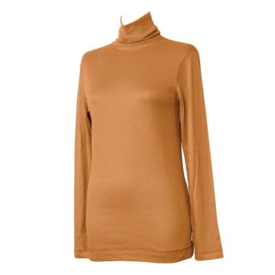 【美品】イッセイミヤケ　プリーツプリーズ　ブラウン　ボトルネック　長袖トップス プリーツプリーズ ボトルネック 秋色 長袖 ブラウン サイズ4 プリーツ